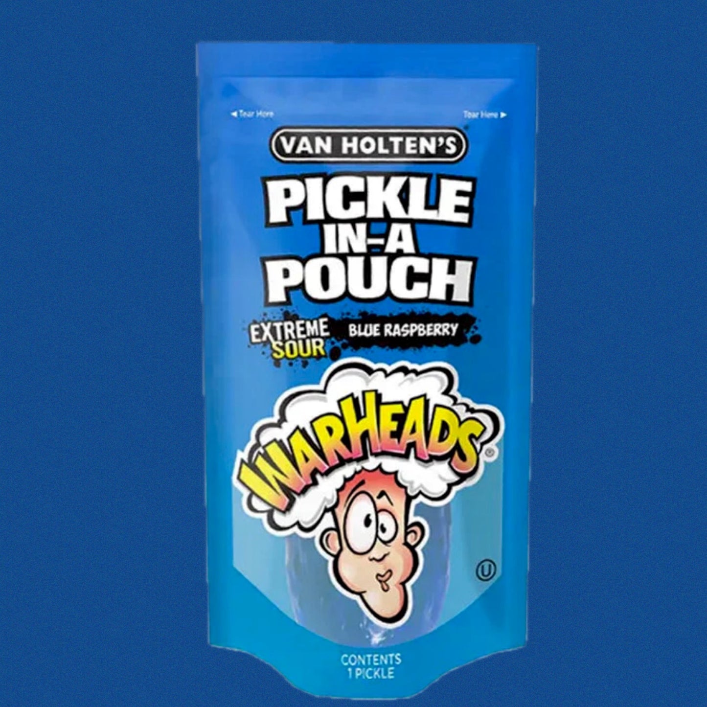Van Holten’s Warheads Blue Raspberry Pickle in a Pouch
