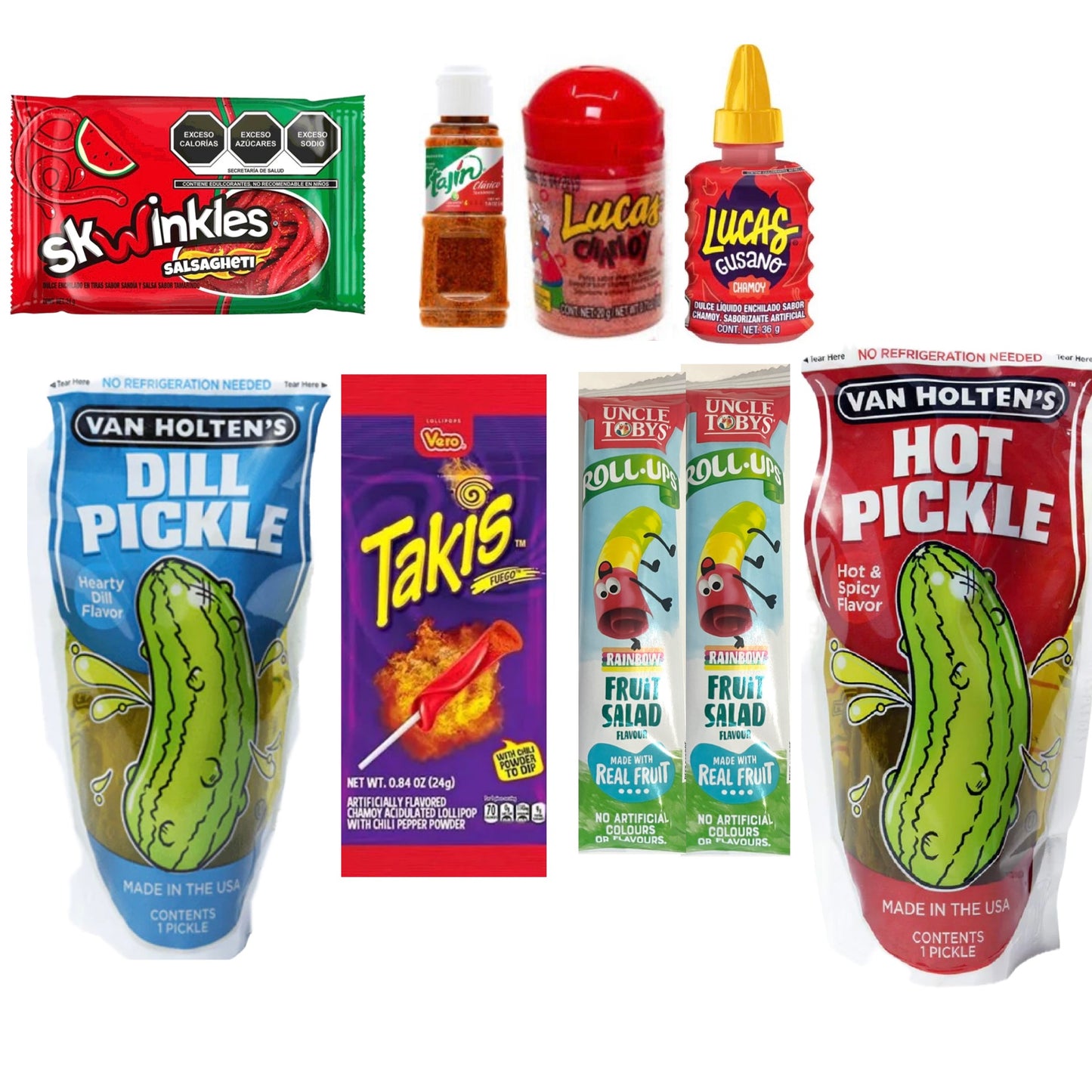 Chamoy Hot and Dill Trending Pickles Kit Gift Box with Tajin
