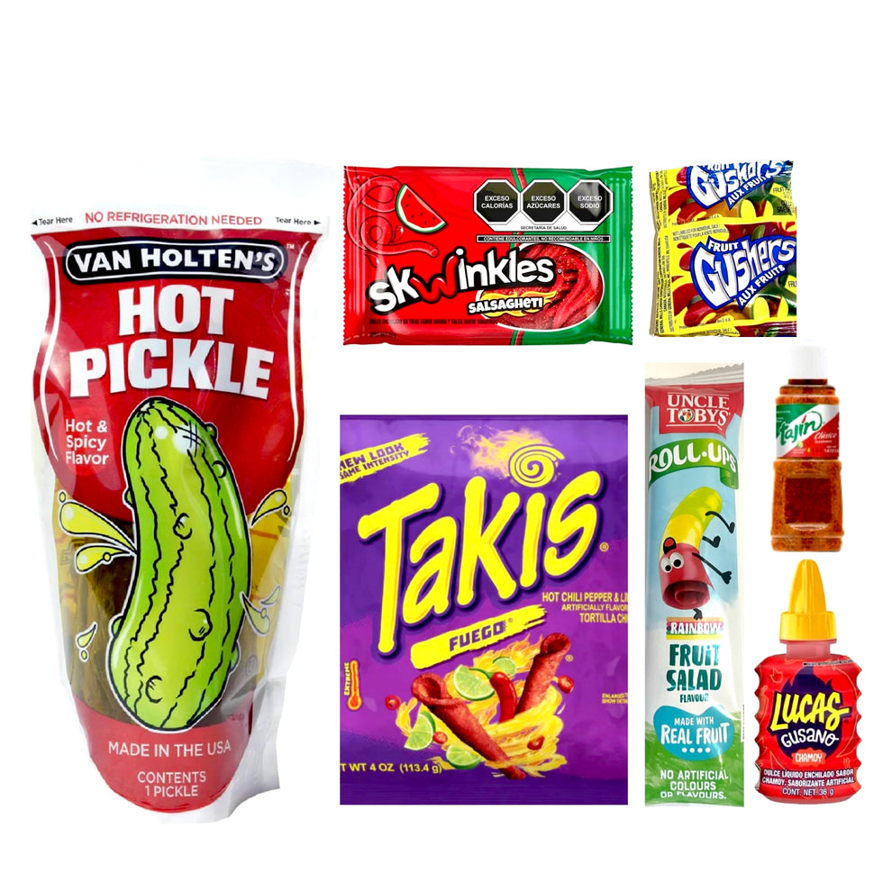 Takis & Fruit Gushers Pickle Kit Bundle Sour Dill Hot or Warheads extr